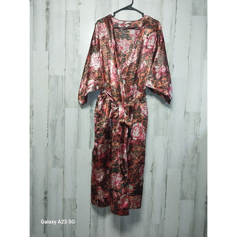 Cacique Women's 14/16 Floral Satin Robe